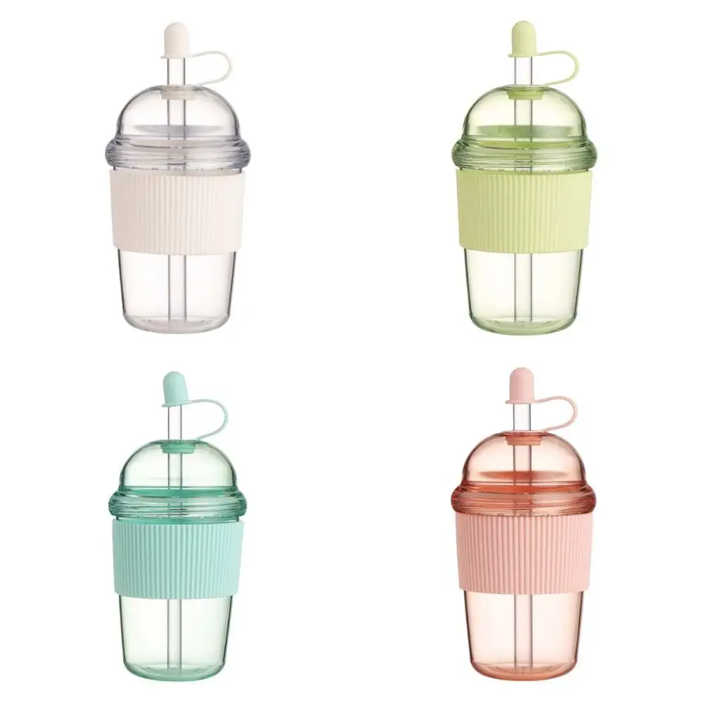 Drinkware with Lid and Straw Clear Tumbler Transparent Silicone Cover Water Bottle Korean Ins Large Capacity Suction Cup