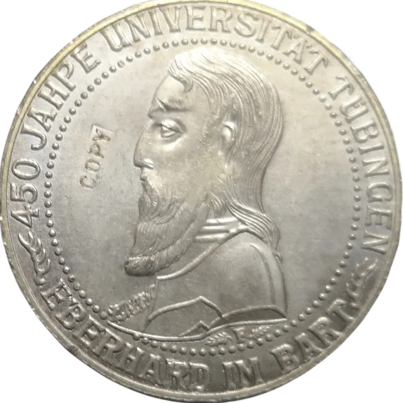 Moneta Da Copia Placcata Argento Dell'Università Di 1927 Germania 3 Reichsmark Tubingen