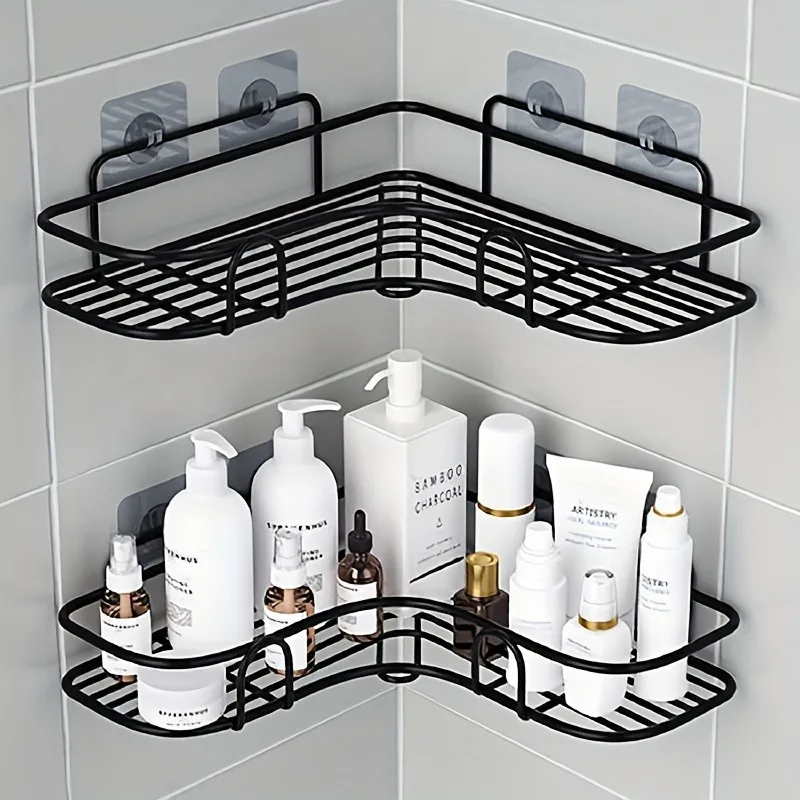Bathroom Storage Rack Wall-mounted Punch-free Metal Accessories