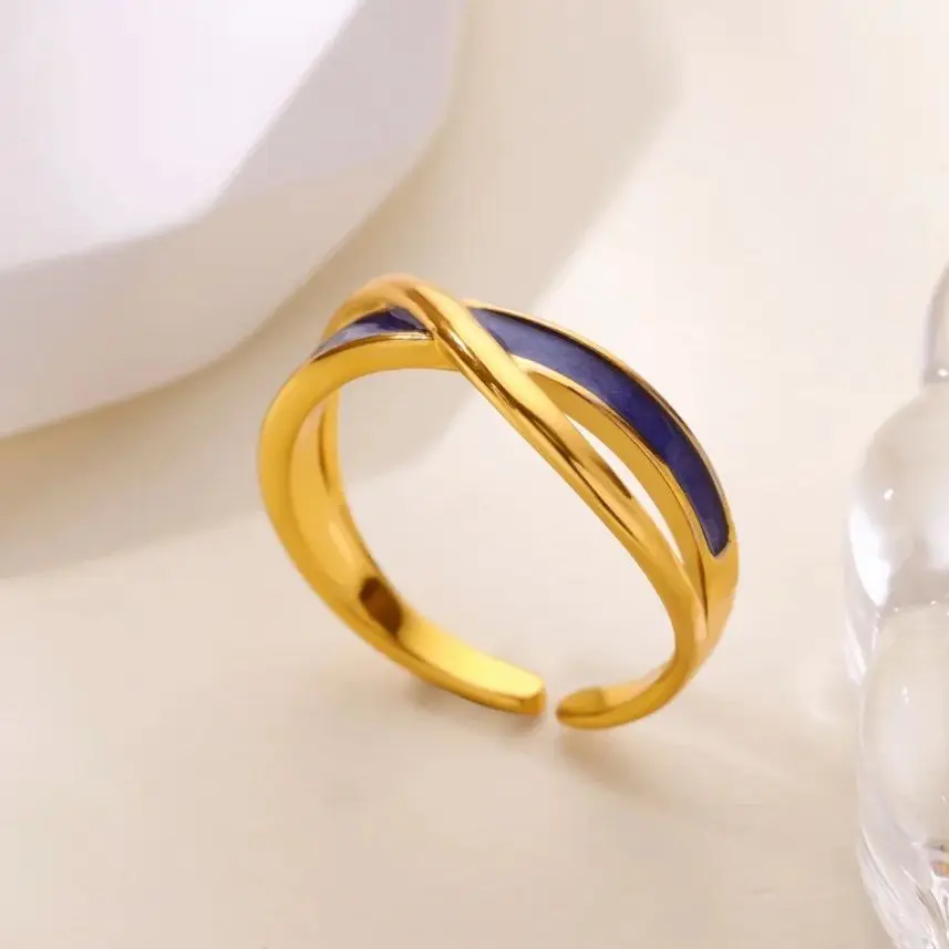 Oil Drop Cross Open Rings For Women