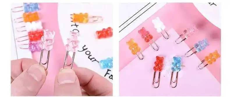 2 Stück niedliche Bären-Büroklammer aus Metall für Büro, Schule, Schreibwaren, Foto, dekorativ, Kawaii-Geschenk, Cartoon-Organizer-Halter, Lesezeichen – Detail 16