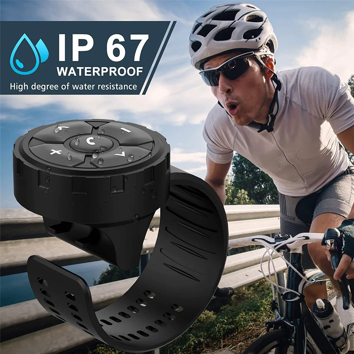 

Car Bluetooth Smart Remote Control with Strap Wireless IP67 Waterproof Phone Controller for Car Bike Motorbike
