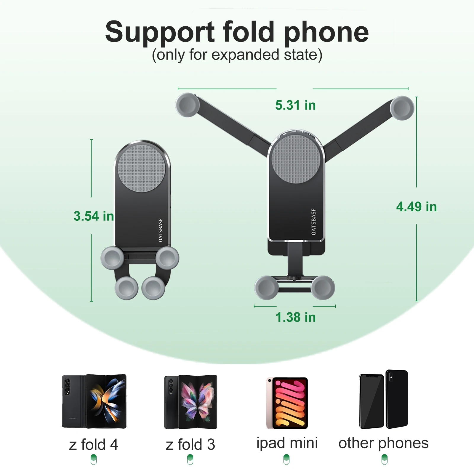 Hipacool Car Mount Phone Stand For Samsung Galaxy Z Fold 4 3 Z Fold 2 S21 S20 W22 W21 iPhone Suction Cup iPad Phone Holder