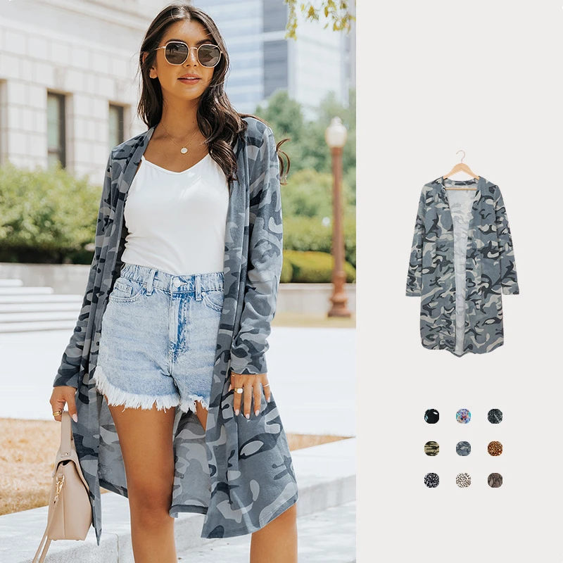 

Women's Autumn and Winter Loose Color Contrast Patchwork Knitted Outerwear Top Cardigan Sweater Mid-Length Coat