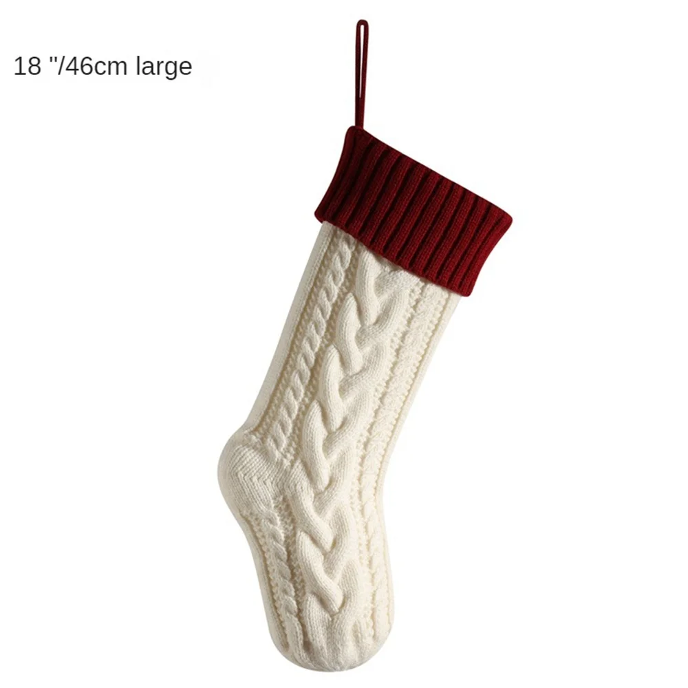 Media De Navidad Grande De Punto - 46 Cm, Decoración Clásica Para Colgar En El Árbol