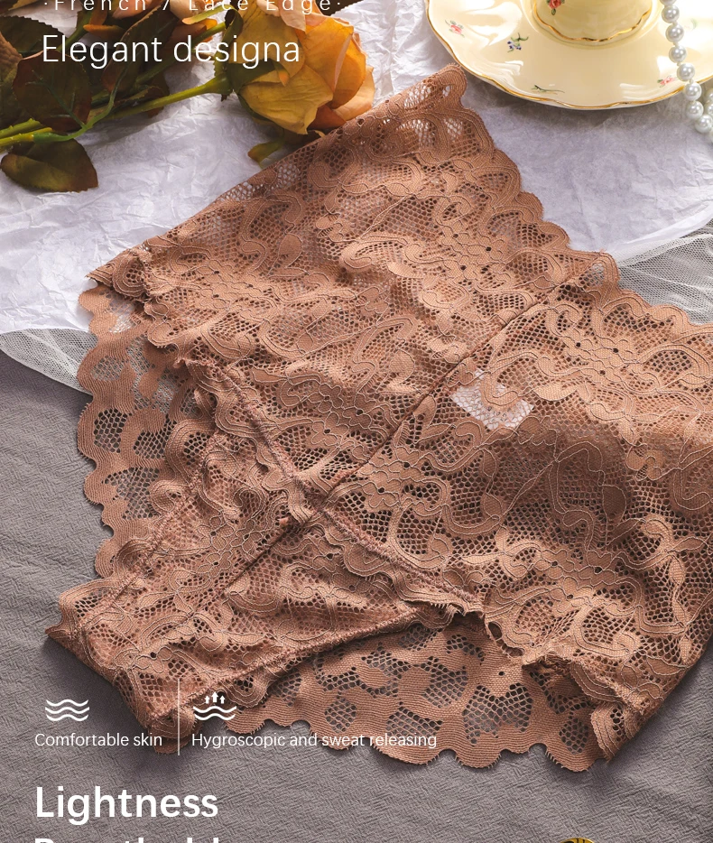Women's underwear Ice silk high waist belly lift lace pure cotton antibacterial crotch little girls shorts summer thin