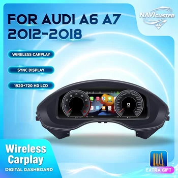 Panel de instrumentos Navicluster de 12.3'' pulgadas para Audi A6 A7 C7 años 2012-2018, panel digital compatible con Carplay, HDMI, pantalla LCD, velocímetro, cabina virtual. 1