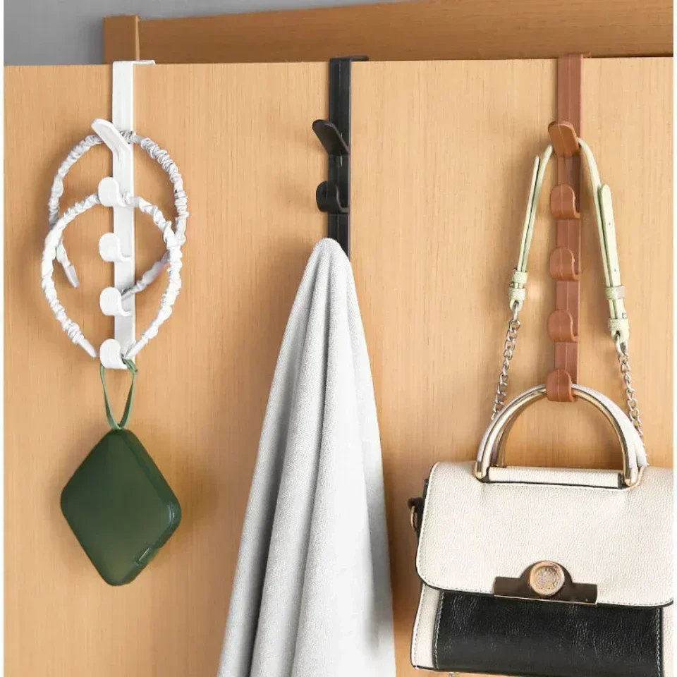 Fivesegment Door Hook Coat Bag Towels Cap Hair Bands Seamless Holder Home Bedroom Storage Organization Plastic Pure Color Rack