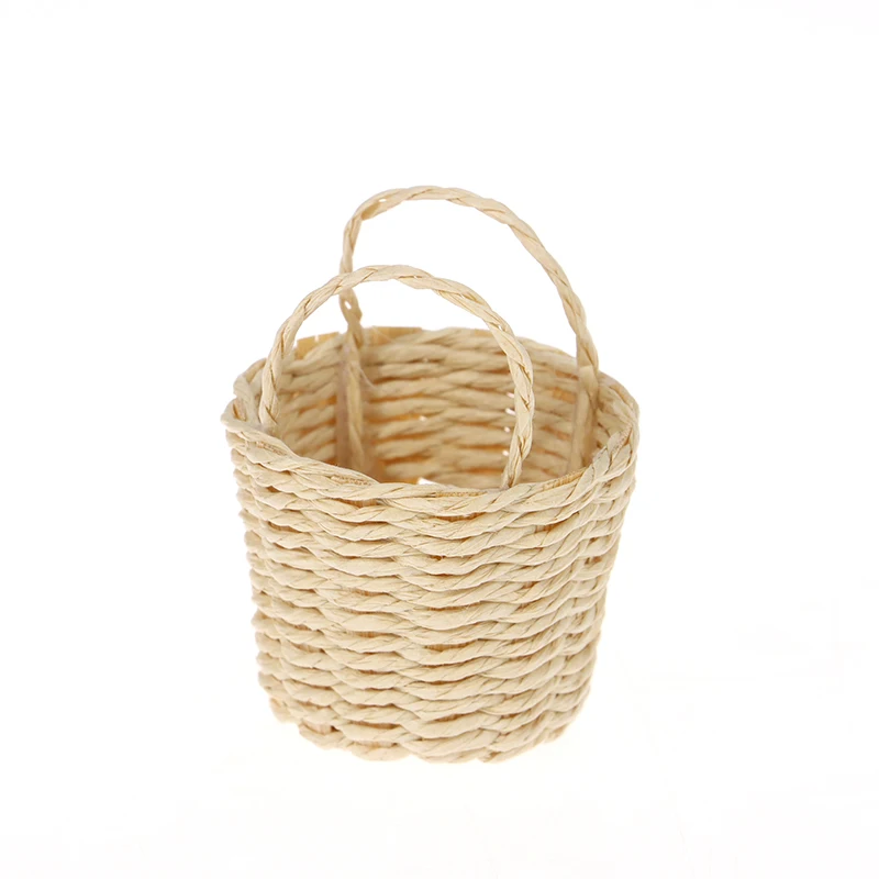 1Pcs Mini 1/12 Cute Dollhouse Rattan Frame Hand-woven Vegetable Food Storage Basket Dolls Miniature Decoration