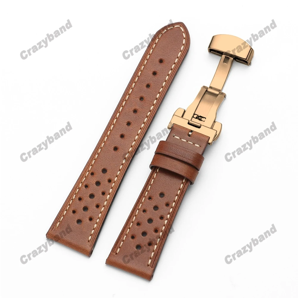 Cowhide Leather Watch Band with Oil Wax Finish and Breathable Design