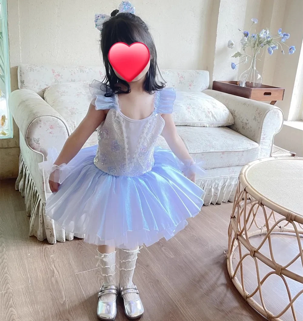 فستان رقص يوم الأطفال فتاة الباليه هدية عيد ميلاد الترتر الباليه الاطفال ملابس فساتين الأميرة الصيفية الفتيات الزي