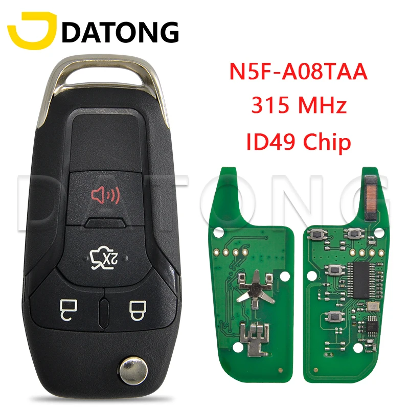 Ontto Custodia Portachiavi Auto In TPU Con Fibra Di Carbonio Per Ford (3 Tasti) - Verde - 3