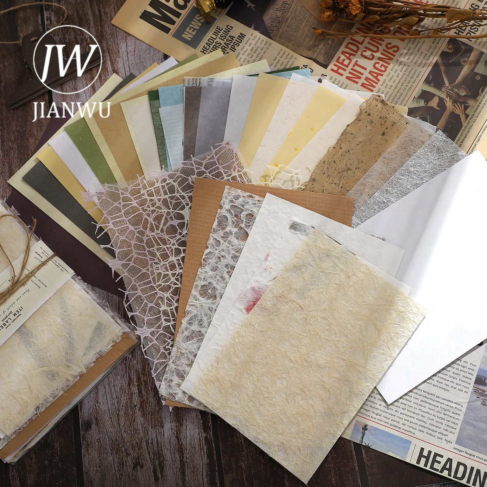 

JIANWU 40 Sheets Journal Background Decoration Specialty Paper Material Pack DIY Scrapbooking Memo Pad Notes Paper Stationery
