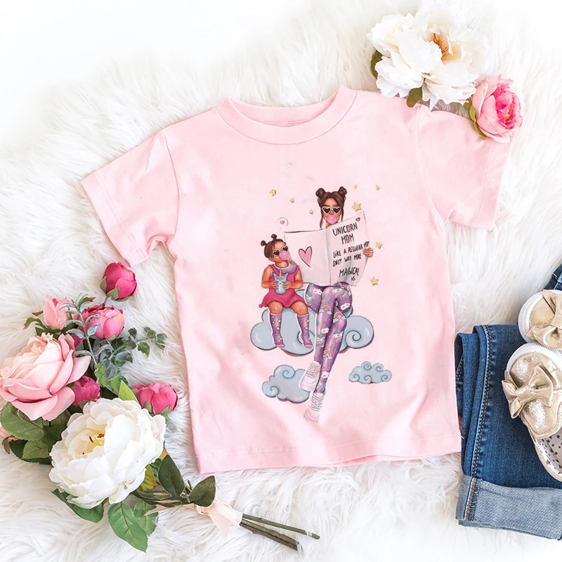 Summer Fashion Super Mom Baby Girl Tshirt Fashion Boys T Shirts Mother And Baby Life Life Lovely Printing Kawaii Kids T Shirt baggy t shirt