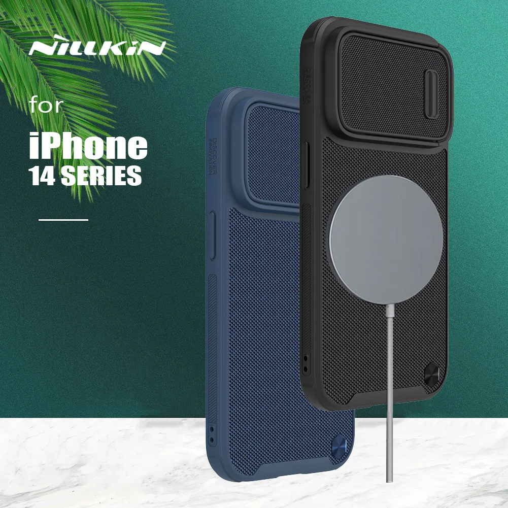 Nillkin Slide Câmera Textured Case para Iphone 14 Pro Max Magsafe Magnetic Nylon Fiber Lens Cover s