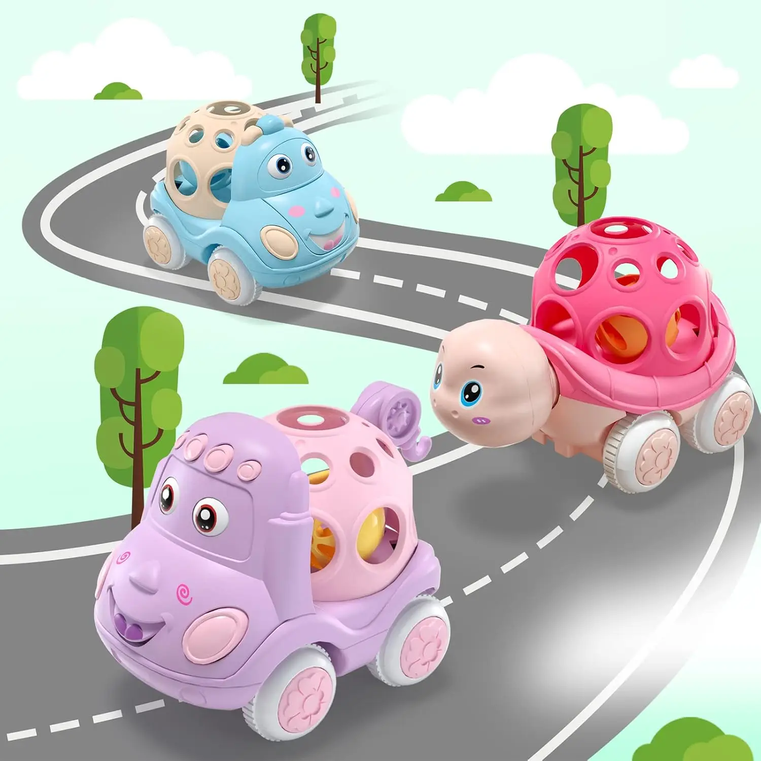 Unicorn Car Toy Set For 1-2 Year Old Girls – Shooting Car Station & 6 Mini Cars