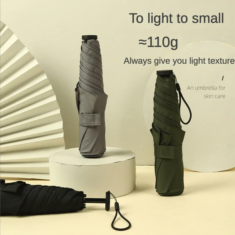 Mini Ultralight Umbrella for Women Girl Carbon Fiber Trifold Portable Pencil Sunny and Rainy Umbrella mini umbrella folding umbrella mini sun umbrella