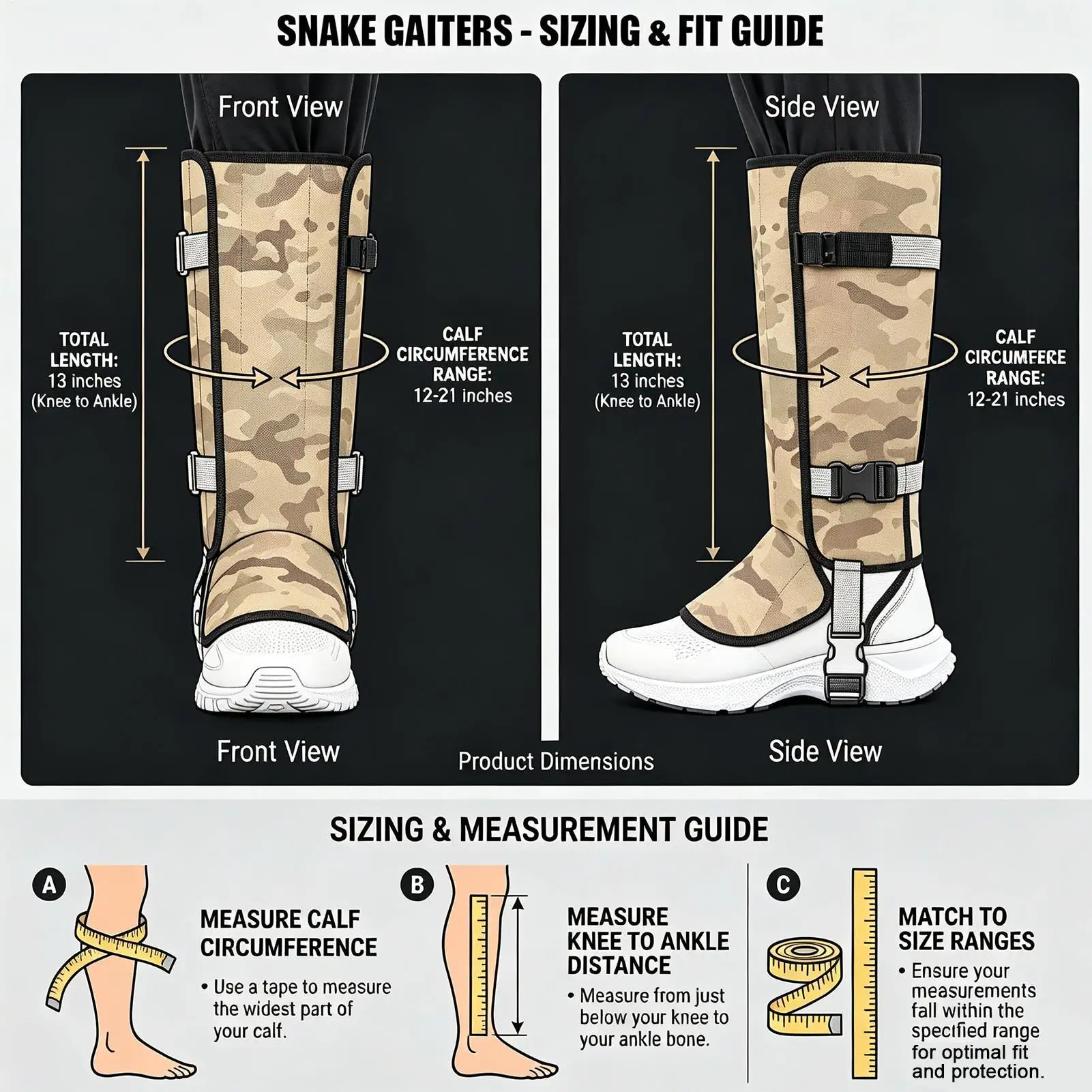  slider image of Adjustable Strap Snake Gaiters