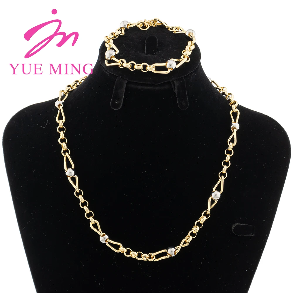 

YM Nigerian Wedding Jewelry Set 2 Color Dubai African Necklace Bracelet Fashion Bridal Jewellery For Women Jewelry Accessories