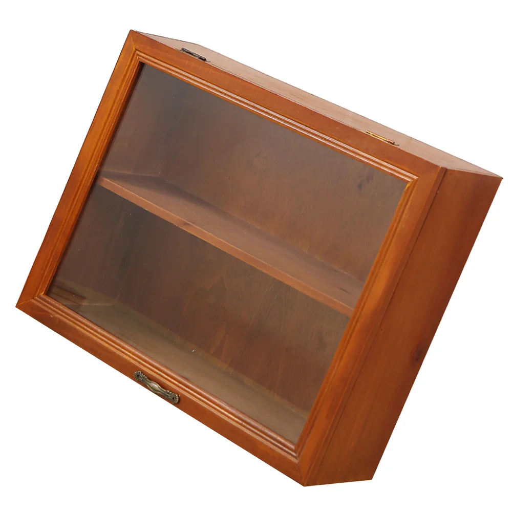 

Storage Cabinet With Doors With Doors Wooden Figurines Display Box Collection Toy Rack Mini Shelves Cabinet 2 Tier Case Home