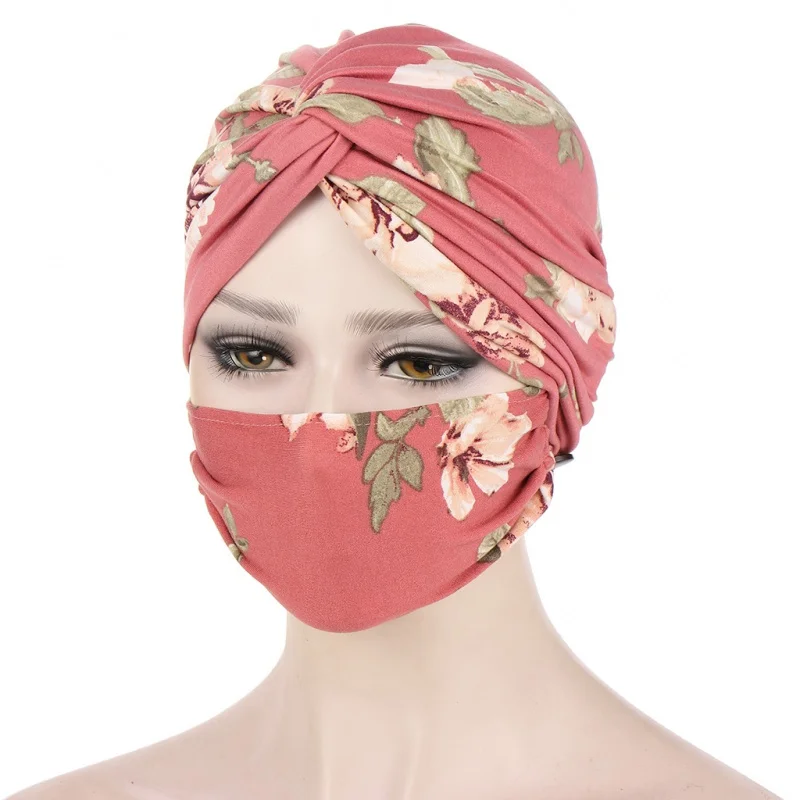 

Twisted Sleeve Cap Mask Set Anti-Strangulation Button Tam-O'-Shanter Muslim Tam-O'-Shanter in Stock