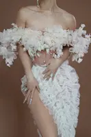 Long Elegant White Flower Evening Dresses for Women Sexy Off-shoulder Beaded Lace African Women Forma Evening Gowns Baomihua 2