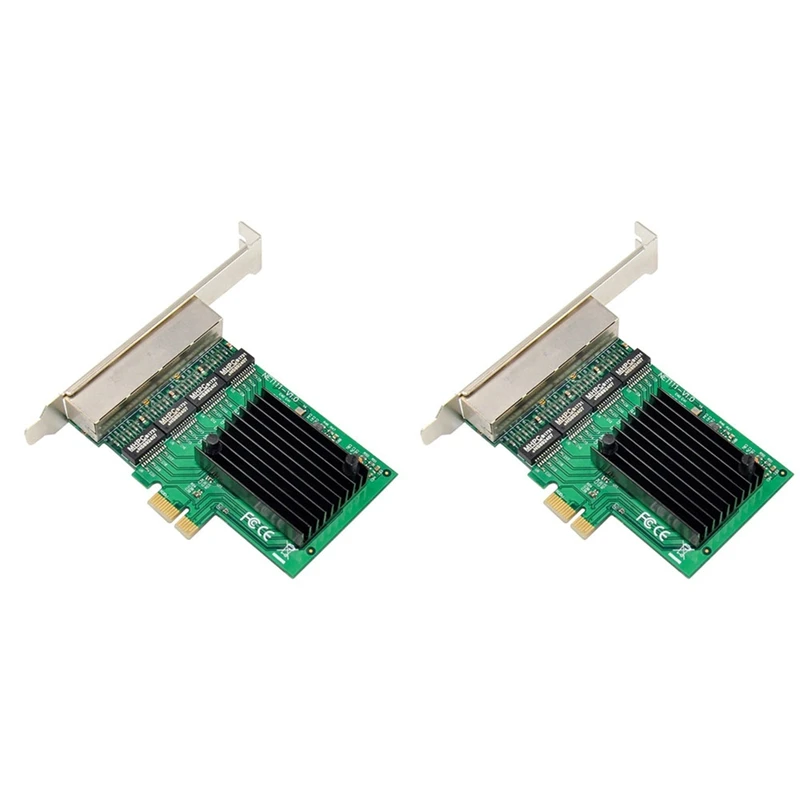 2X Rj-45 Adattatore Per Server Ethernet A 4 Porte Scheda Di Rete Gigabit Interfaccia Pci-E X1