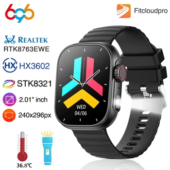 2025 Men Blue Tooth Call 2.01" Smart Watch Flashlight Sports Fitness Heart Rate Bracelet Temperature Waterproof Women Smartwatch 1