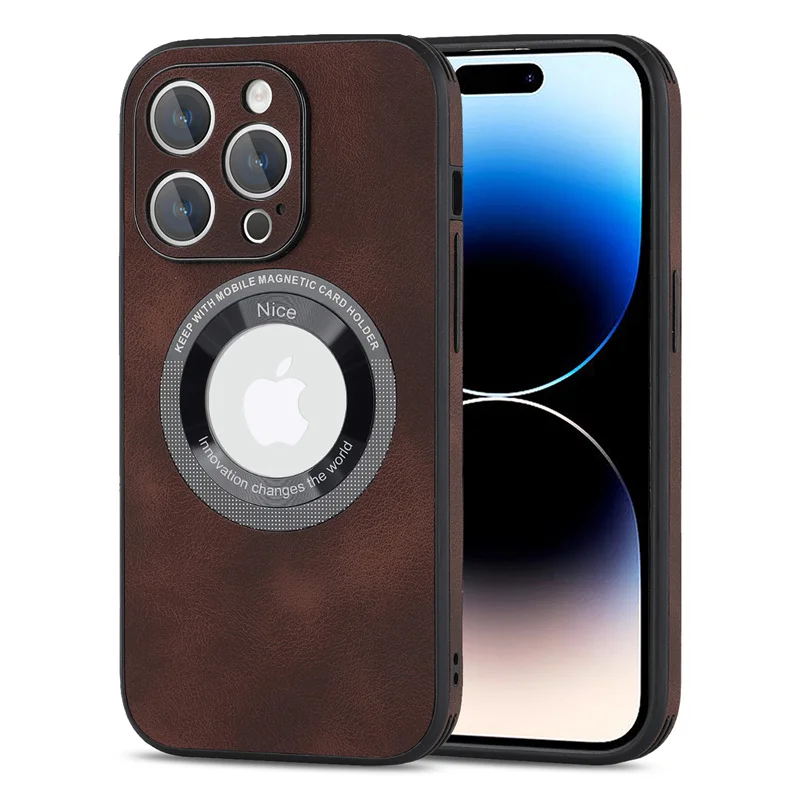 Luxury Sheepskin Leather Magnetic Phone Case with Wireless Charging Capability