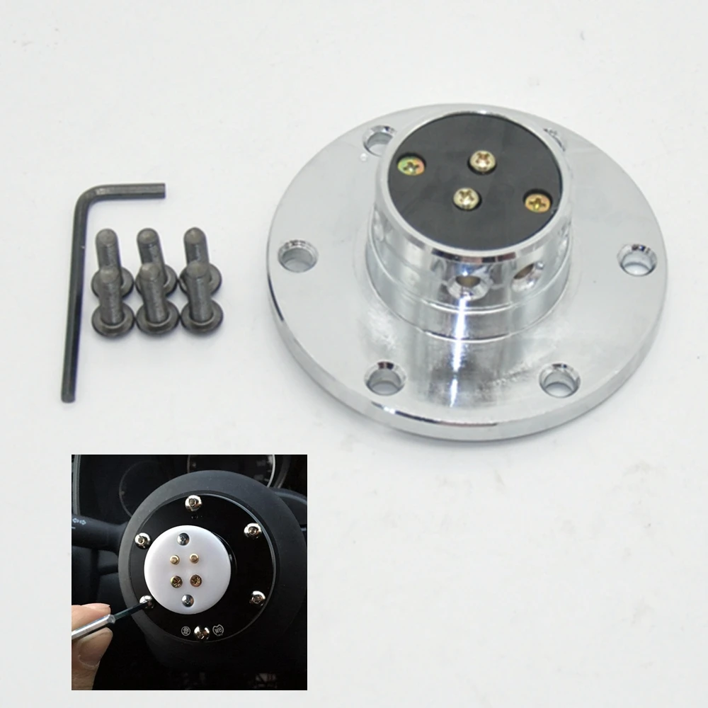 

Aluminum 6 holes Steering Wheel Quick Release Hub Adapter & Horn Line