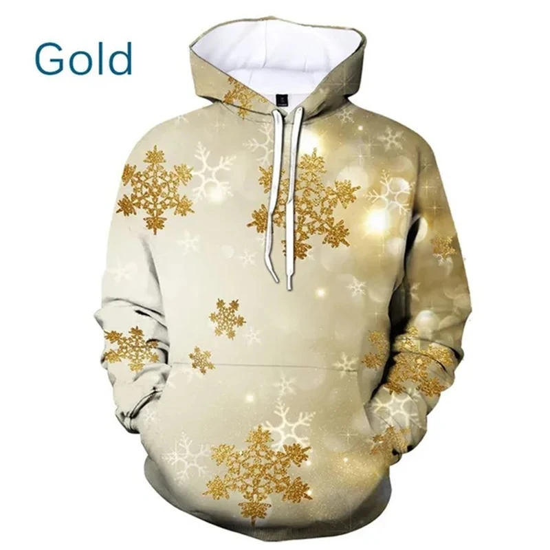 thumbnail image 1 of Sudadera con capucha con estampado 3D de copos de nieve navideños de invierno para hombre y mujer, informal, moderna, unisex, 1 of 5