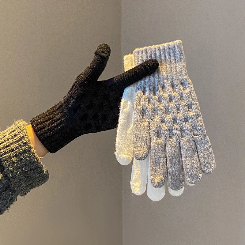 Women's Warm Gloves Winter Touch Screen Plus Fleece Gloves Cold Warm Wool Knitted Gloves Outdoor Coodproof Skiing Snow Mittens