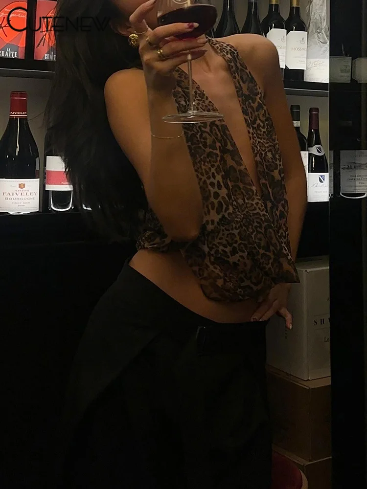 Printed Halter Women Vest Summer Fashion Swinging Neck Bandage Unique Tank Fashion Sexy Mujer Street Party Matching Tops