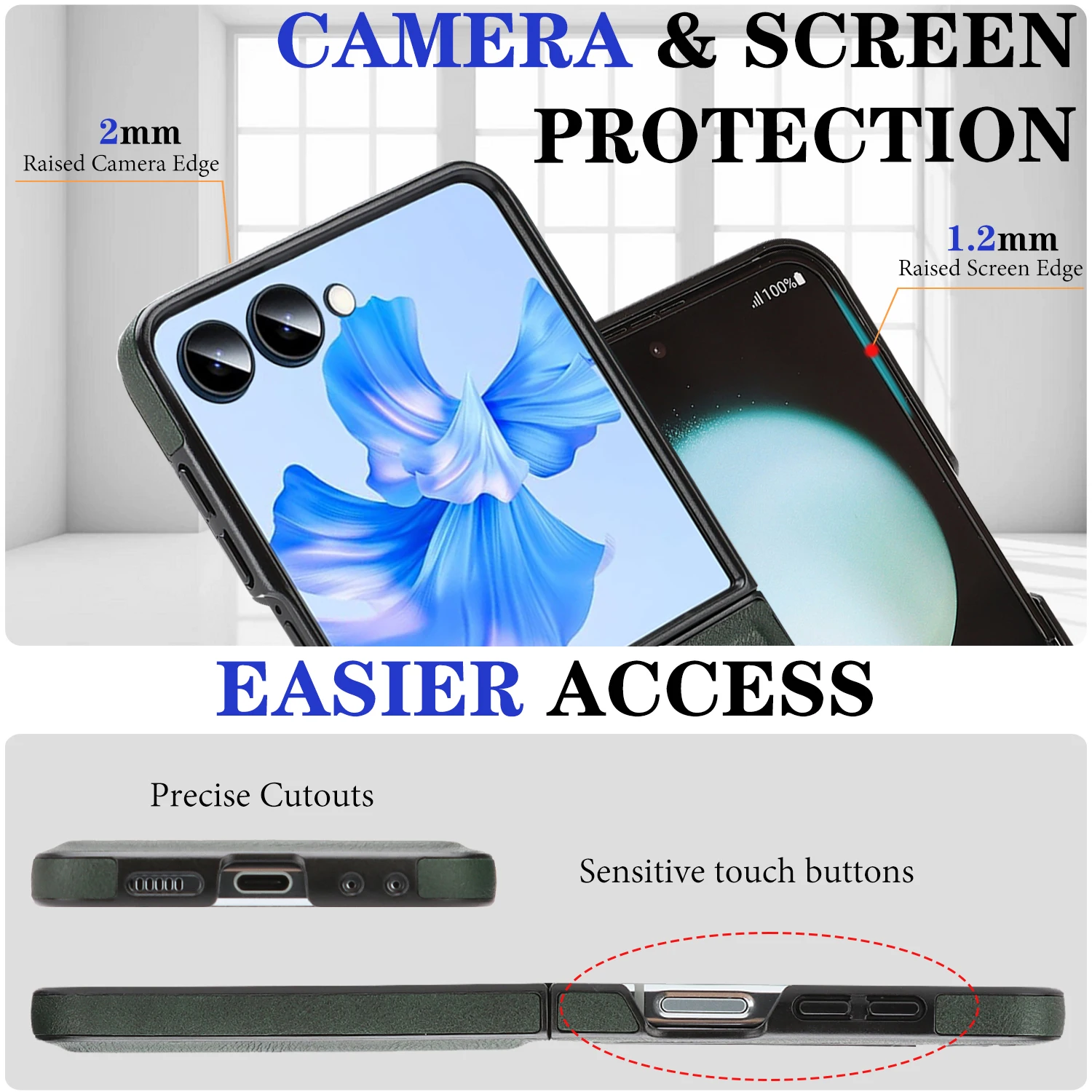 Luxury Magnetic PU Leather Phone Case with Wireless Charging Cover