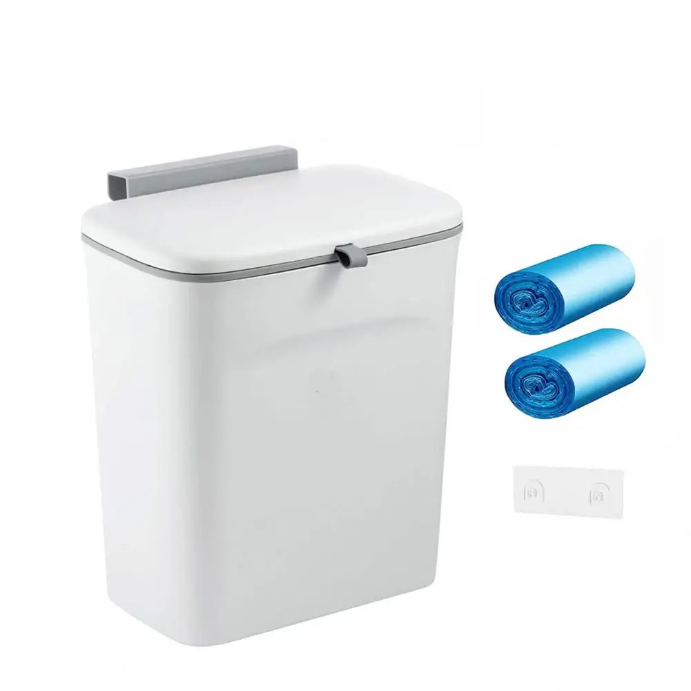 2.4 Gallon Kitchen Compost Bin For Counter Top Or Under Sink, Hanging Small  Trash Can With Lid For Cupboard/bathroom/bedroom/office/camping, Mountable