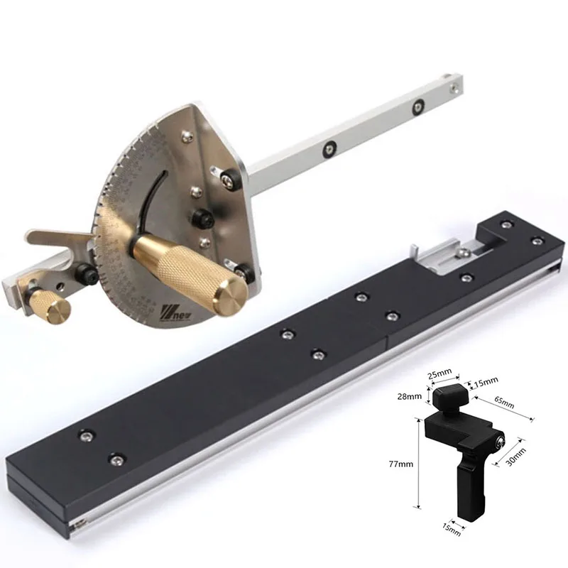 

Miter Gauge DIY With Chute Router T-Track Flip Brass Ruler Aluminium For Tools Profile Saw Stop Woodworking Table Assembly Fence