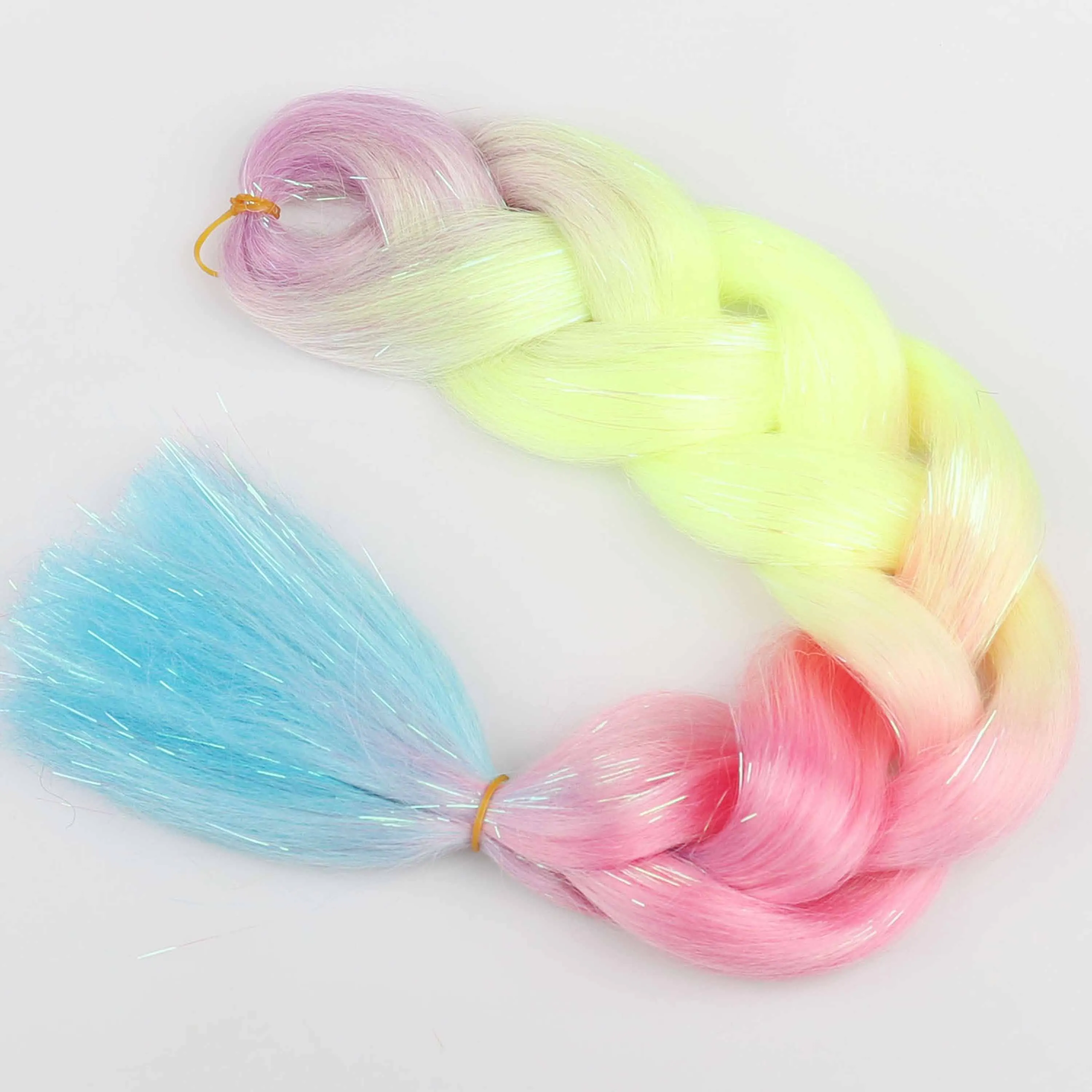 Sparkle Shiny Braiding Hair Pre Stretched Kanekalon Tinsel Crochet Hair Extensions For Girls Dazzles Women Hippie Synthetic 2