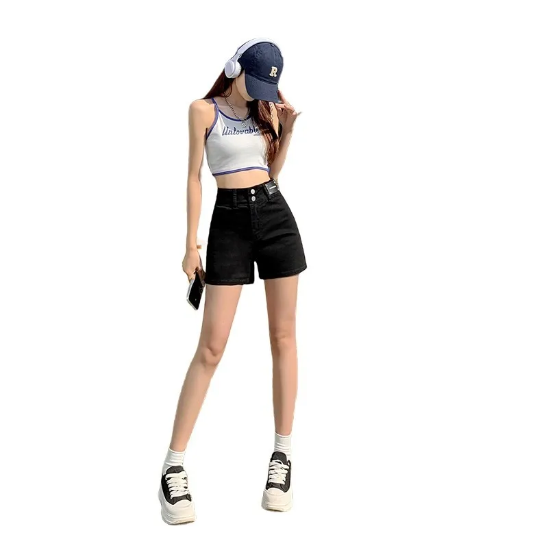 여성용 짧은 데님 청바지, 슬림 용수철, 심플 스트레치, 슬림 스키니, 스몰 반바지, 더티핑크 여름