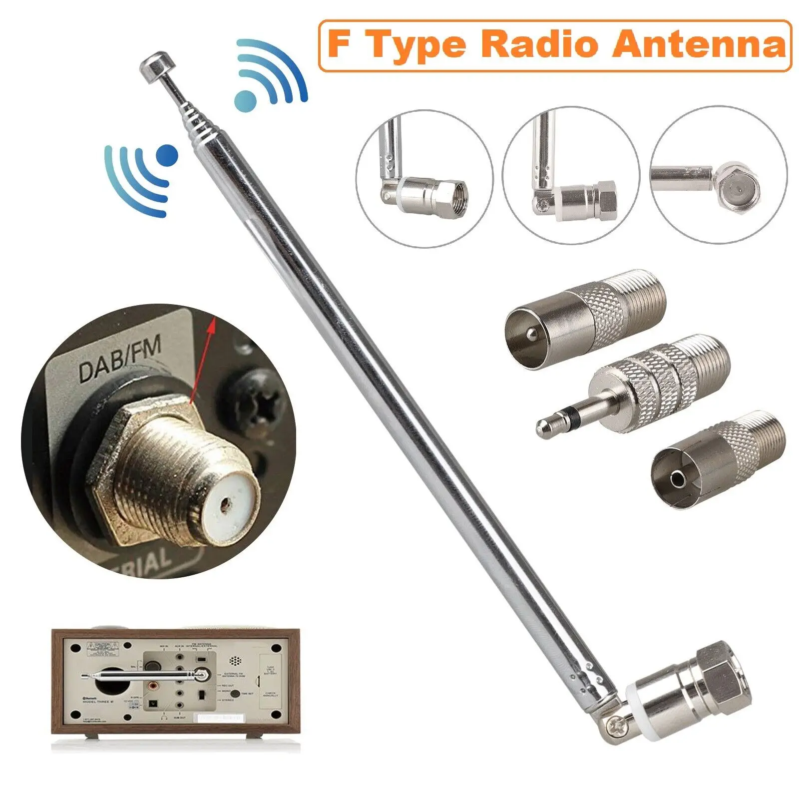 Wlaniot Telescopic Antenna Kit 75 Unbal F Type Connector DAB Radio