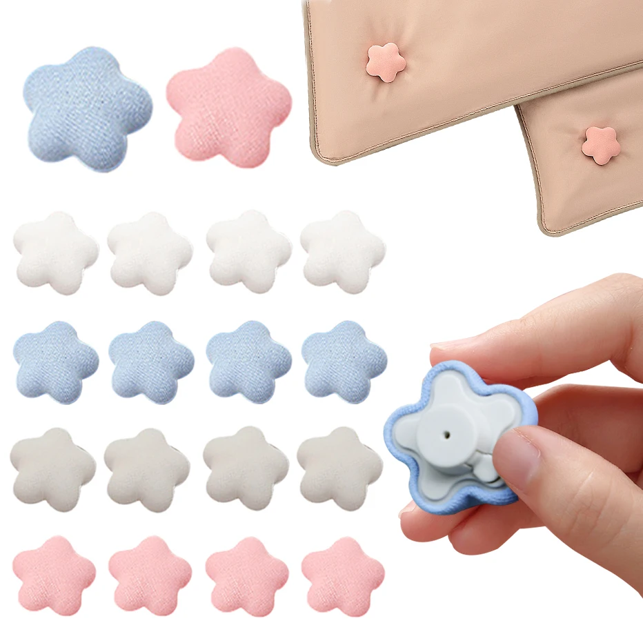 8pcs Flower Quilt Holder One Key to Unlock Bed Sheet Duvet Cover Fastener Clips Anti-slip Blanket Buckles Comforter Fixer Pins bedding set printed bed linen sheet plaid duvet cover 240x220 single double queen king quilt covers sets bedclothes x01a