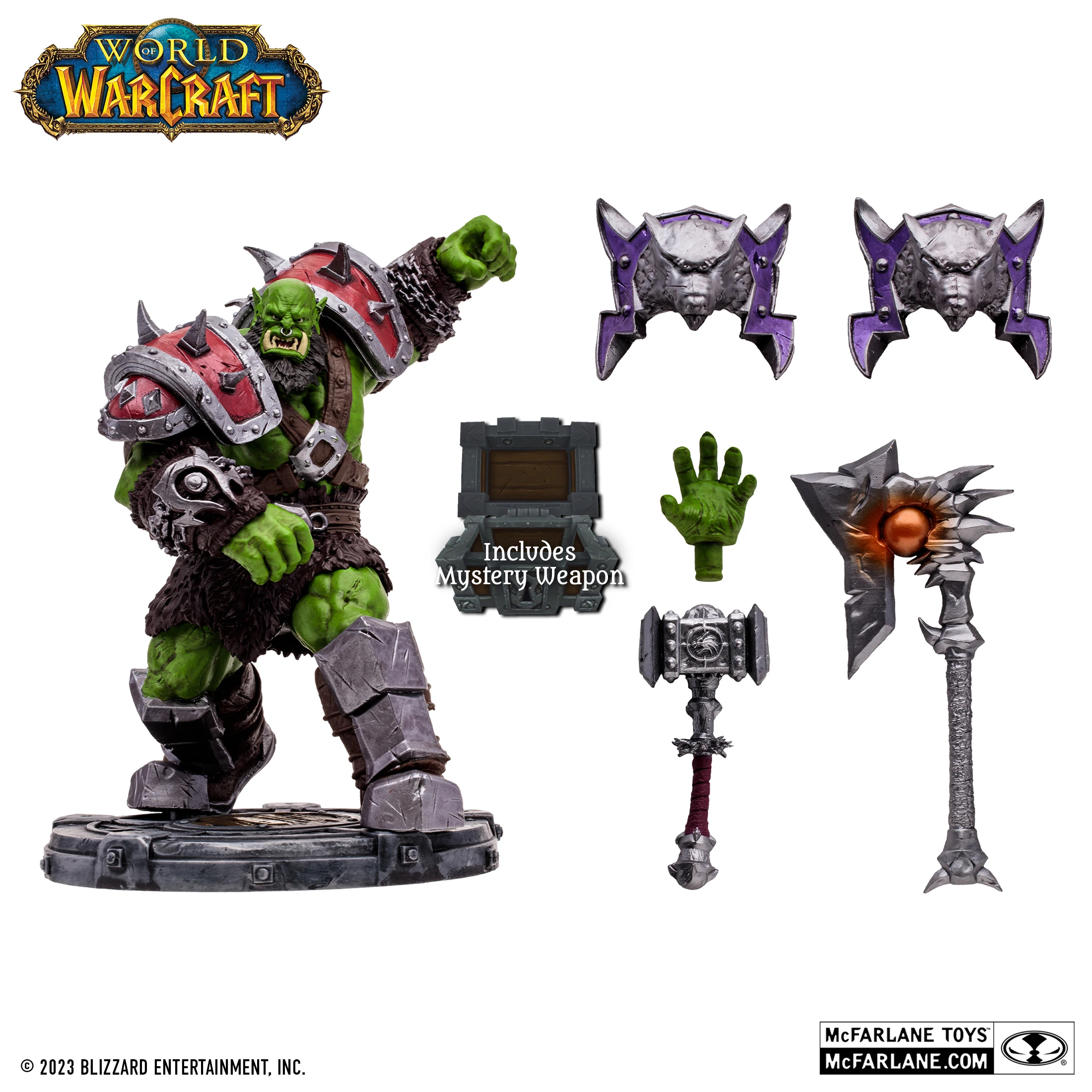 맥팔레인 월드 오브 워크래프트 완구, 언데드 프라이스트, 언데드 워록, ORC 워리어, ORC 샤먼, 엘프 드루이드, 엘프 로그, 7 인치 모델