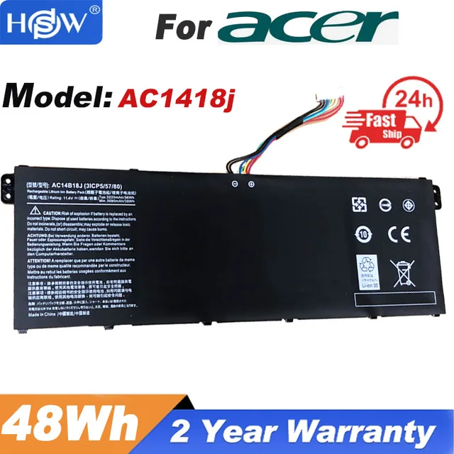 Batería AC14B18J Para Portátiles Acer - Compatible Con Aspire, Chromebook Y Más (11.4V, 3220mAh)