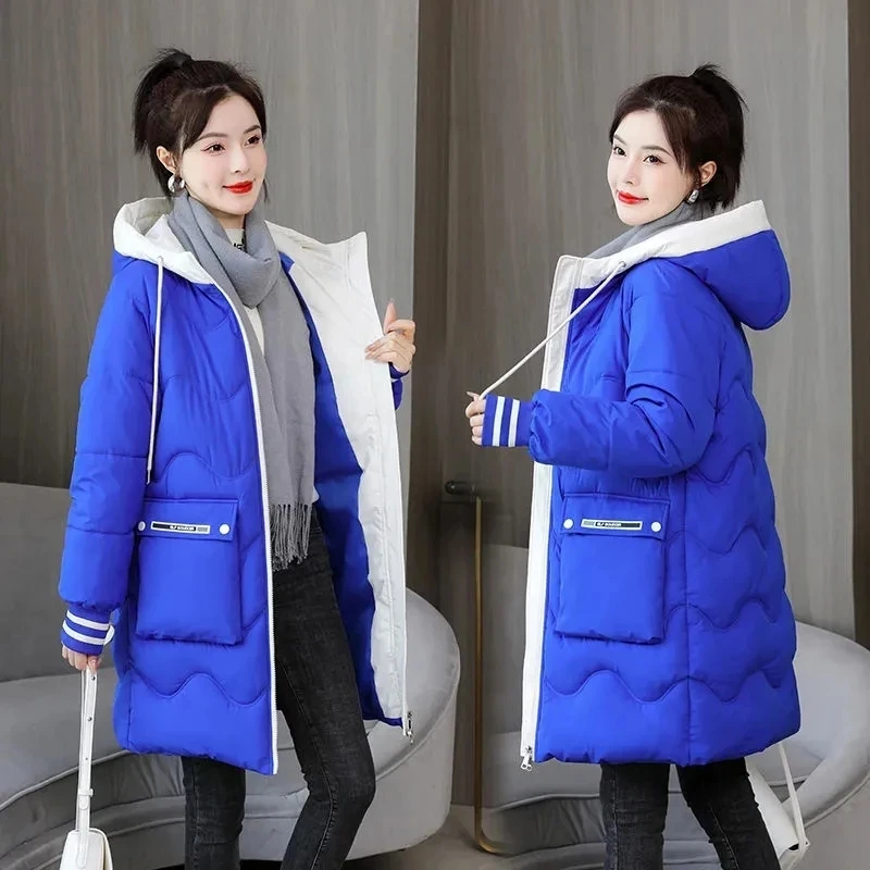 Down Cotton Jacket Women's Parkas 2023 New Winter Hooden Cotton Padded Coat Korean Loose Warm thicken Coat windproof  Outwear