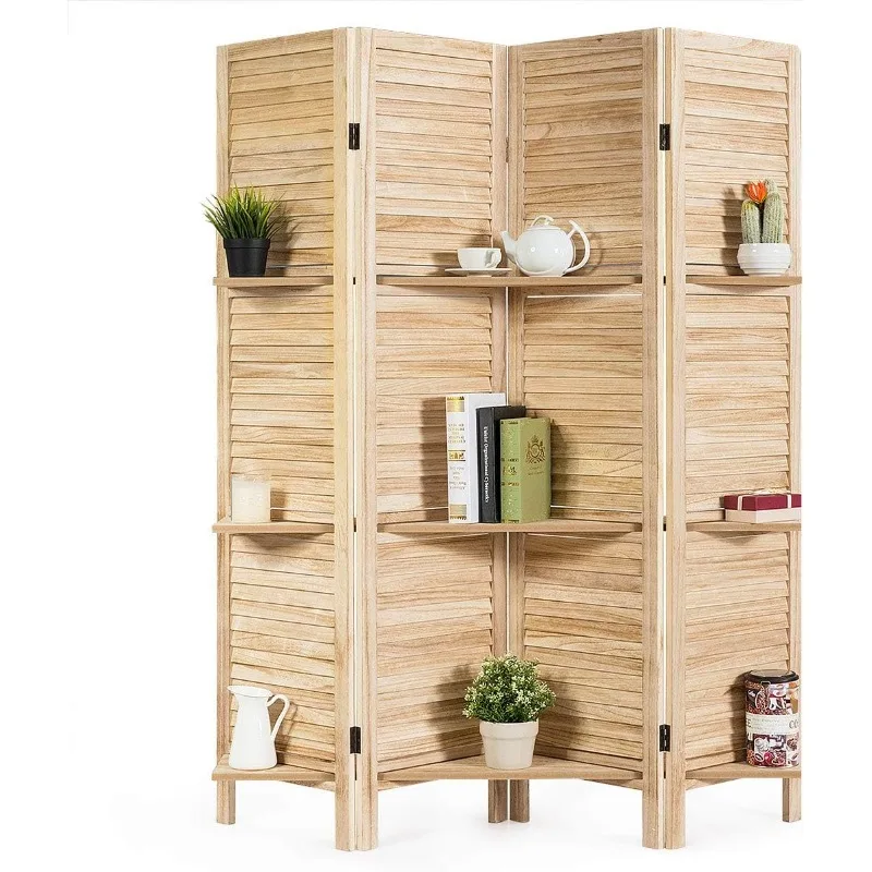

Room Divider with Shelves, 4 Panel Room Dividers and Folding Privacy Screens, Room Separators Divider Wall, Divider