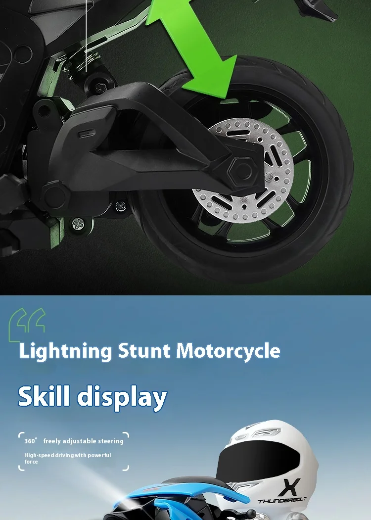 Motocicleta de control remoto, motocicleta todoterreno inteligente de aleación, juguete eléctrico, coche de carreras RC de alta velocidad, motocicleta acrobática a la deriva
