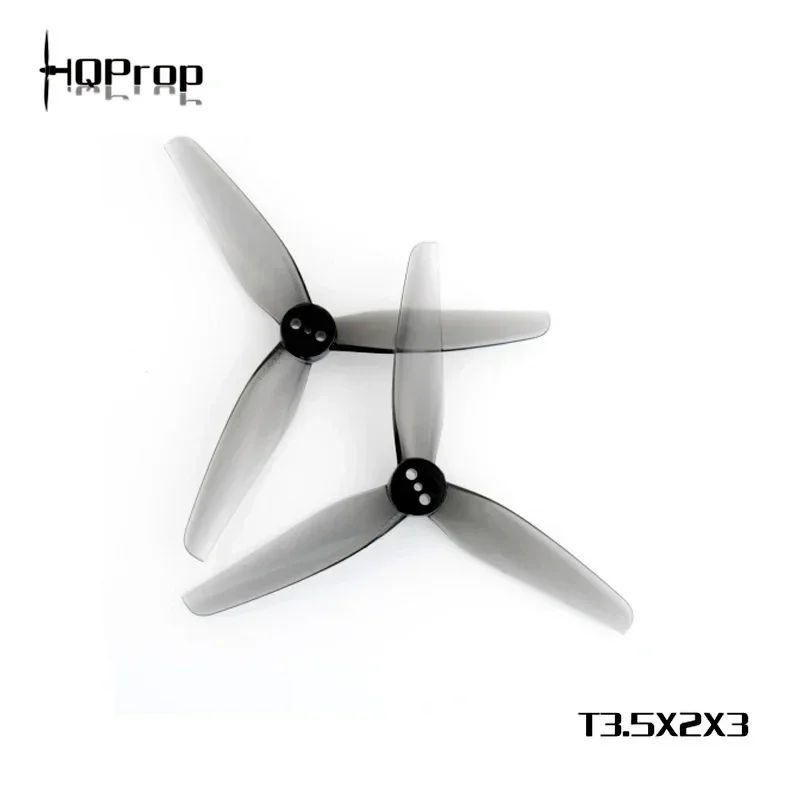 Hélice HQProp T3.5X2X3 3520 tripale montrant le pas et le diamètre, pour drone FPV.