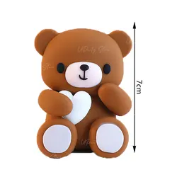 Pink Bear & Rainbow Cake Toppers Set - Baby Shower & Birthday Decorations (1Pc Heart Bear D)
