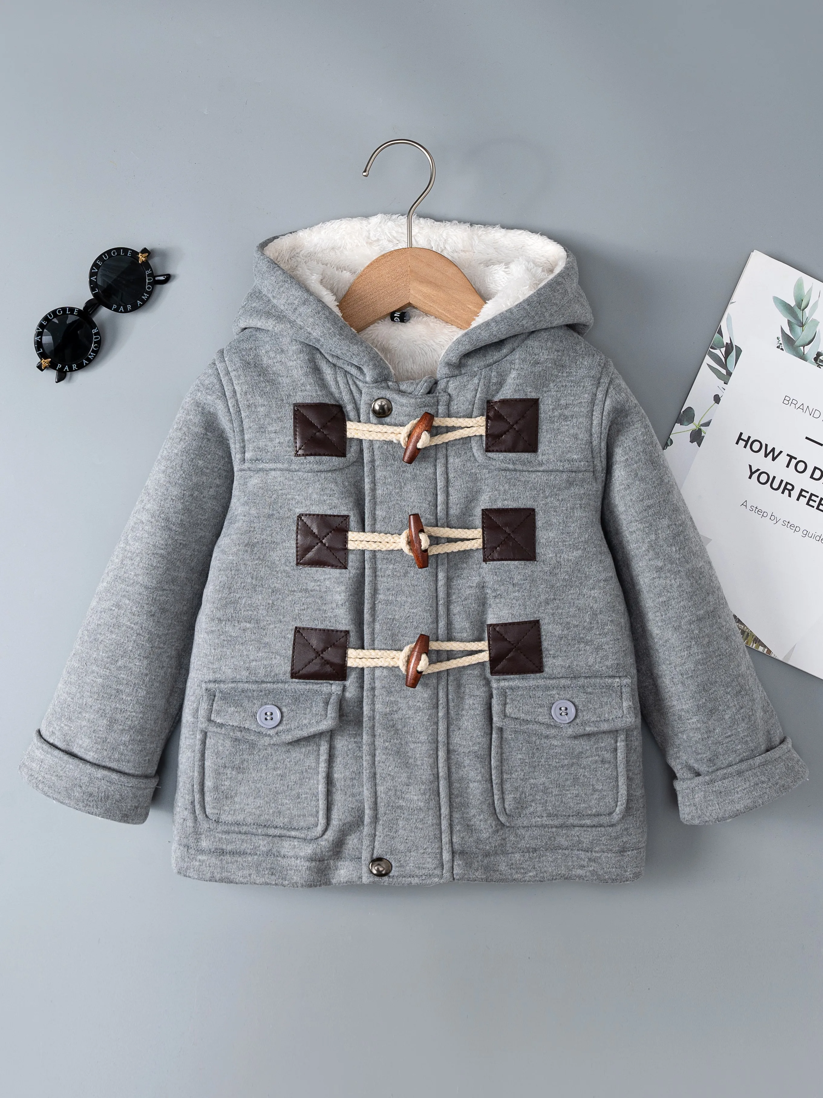 Baby Boys Girls Jacket Hooded Cotton Outerwear Children's Thick Fleece Coat Cashmere Padded Jackets Winter Boys Girls Warm Coats