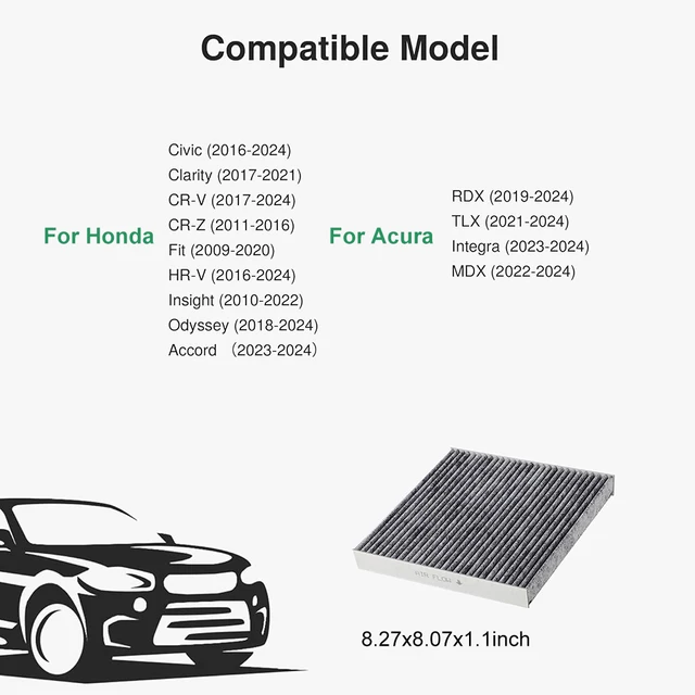 FOR 03-18 HONDA ACCORD/CIVIC ACURA TSX/TLX DROP-IN PANEL CABIN AIR - Foto 4