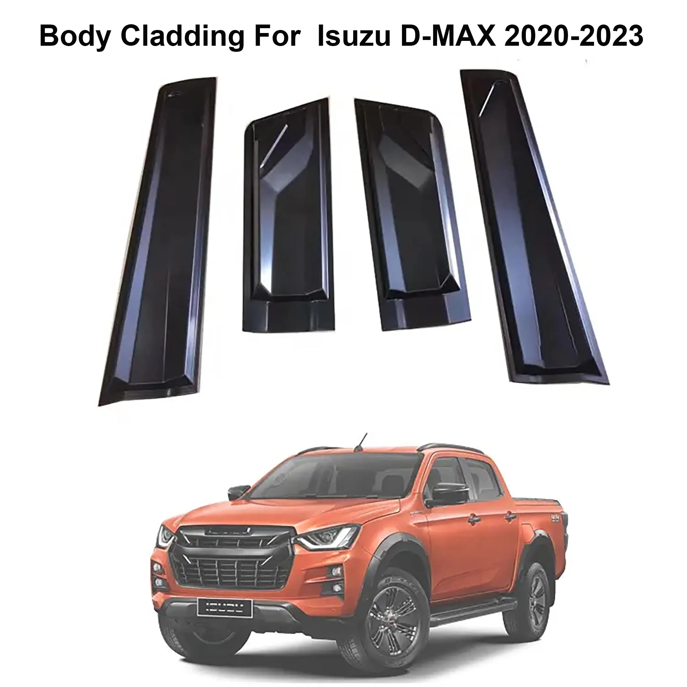 

Body Cladding Side Door Cladding Molding Guard for Isuzu D-MAX 2020 2021 2022 2023 Double Cab Matte Black Car Protection 4PCS
